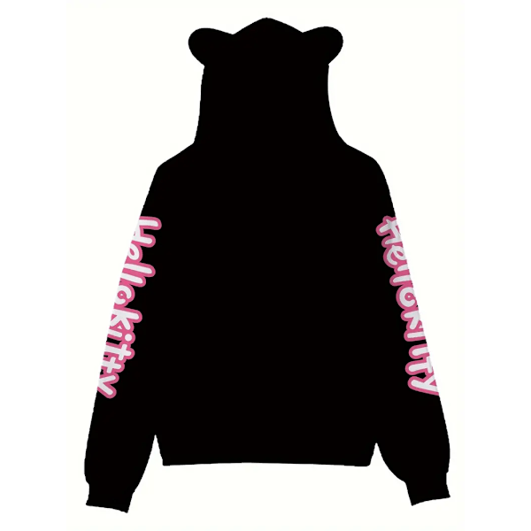 Hettegenser med tegneseriemotiv, avslappet strikket stoff, med lommer, langærmet hettegenser for voksne, egnet for gaver og samlinger A black XL