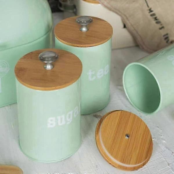 3-pack lufttäta köksbehållare för matförvaring, kaffe, socker, mjöl Green