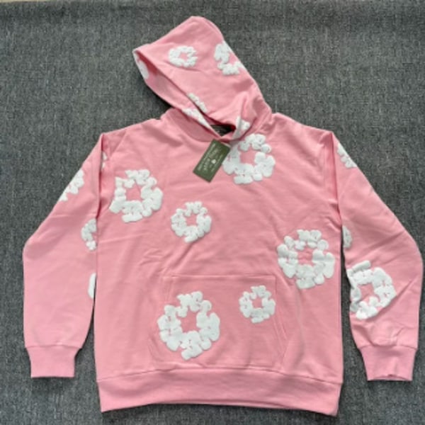Trendikäs 2024 Vaahtoprintti Löysä Hupullinen Y2K Hip Hop Streetwear Miesten ja Naisten Hupullinen Rentoutunut Yläosa PINK PINK M