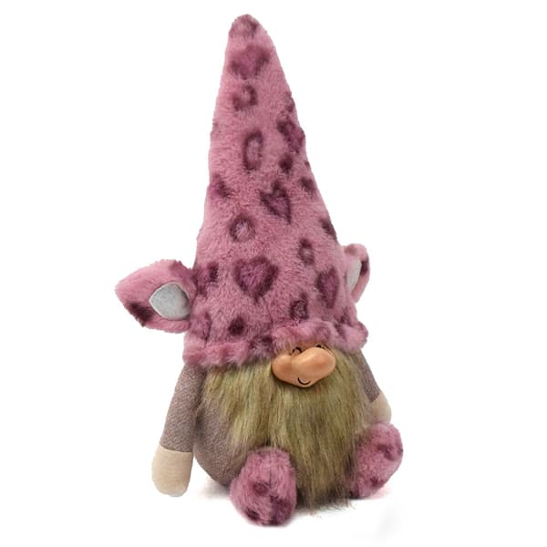 Söt rosa leopard-goblin-docka prydnader pulver leopard harts ansikte tomte-docka medeltida docka