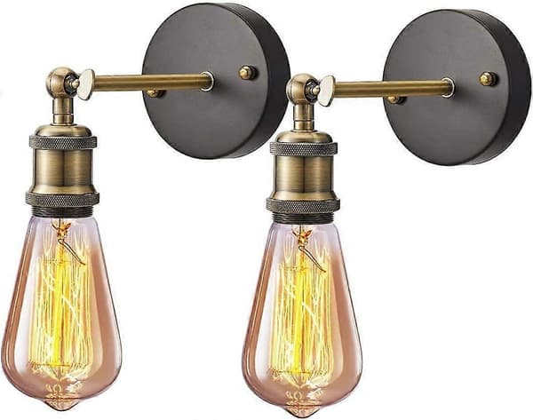 Sæt med 2 retro industrielle E27 væglamper til hotelcafédekoration
