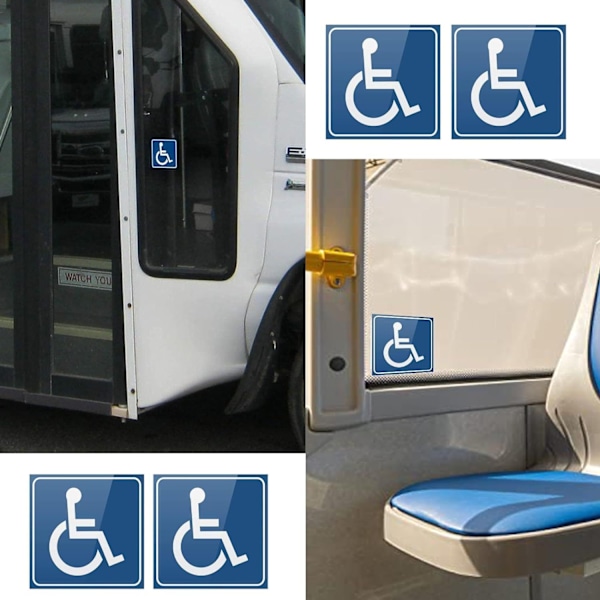 6 kpl Vammaisen Ajoneuvon Tarrat, Siniset Vammaisen Tarrat, Autolle, Bussiin, Caravanille, Pyörätuolille.