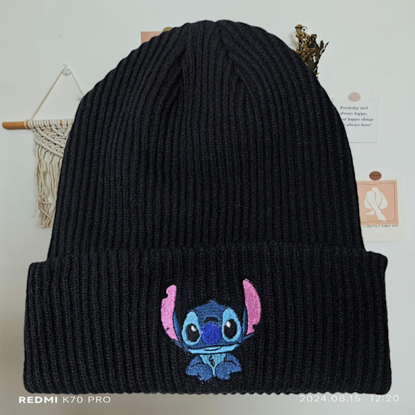 Søt tegneserie beanie myk varm strikket lue høst og vinter damer jenter pullover lue F