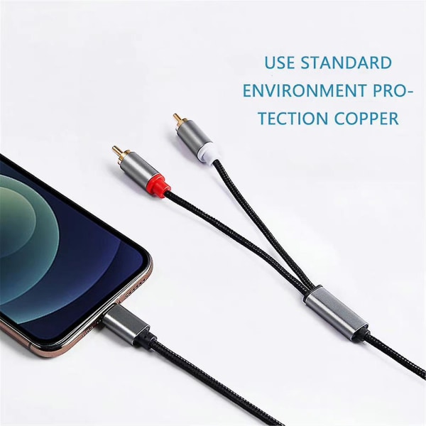 Ljudadapter Kabeltelefon till Rca Lotus Kabel Högtalare Ljudförstärkare Länk Ljudkabel för Apple Iphone Lightning