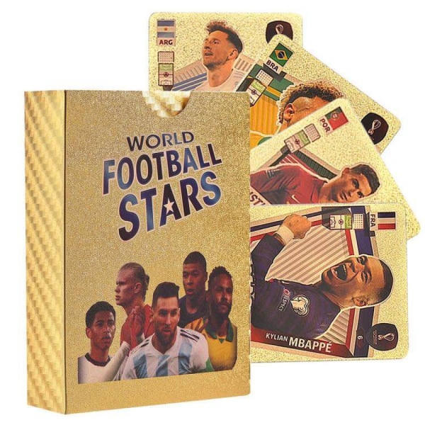 Fodbold World Cup 2022/23 stjernekort, samlekort, farverig guldfolie, børnegave, ikke gentaget