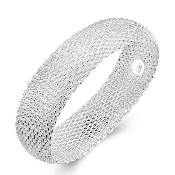 Het erbjudande: 925 Sterling Silver Vävt Nätarmband för Kvinnor Stor Kampanj Smycken BN16