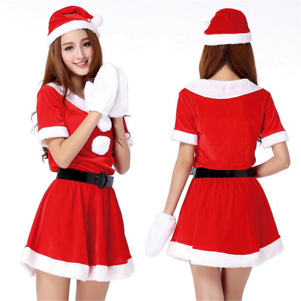 Kvinnor Miss Santa Sexig Cosplay kostym Mrs Claus Christmas Fancy Dress Party Outfits Set Presenter