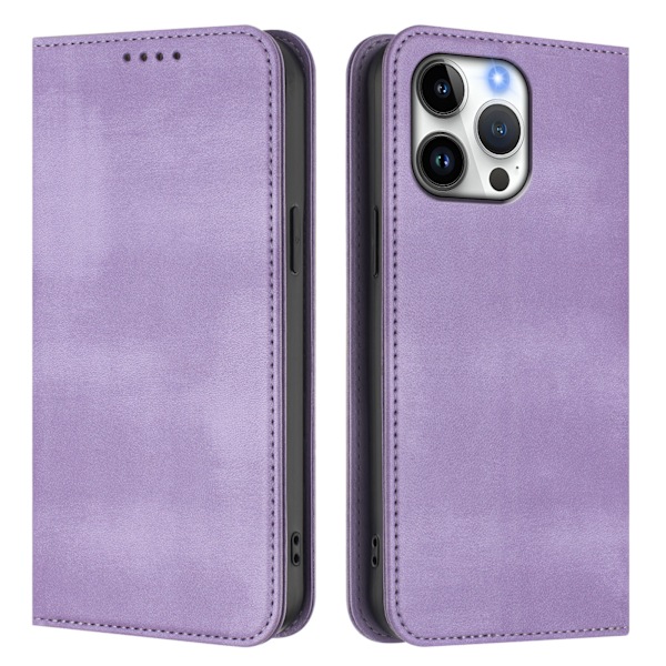 Lämplig för iPhone 15 Pro Max läderfodral retro läder kortplånbok magnetisk sug skyddande skal enfärgad brown