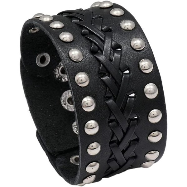 Vintage lærarmbånd bred stropp flettet punk rock armbånd mansjett belte armbånd armbånd punk smykker for kvinner menn