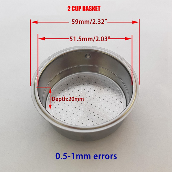 Uudelleenkäytettävä kahvinkeittimen pohjaton suodatinpidike Homix 60 mm:n telineeseen 15-20 baarin espressokoneen osiin 51 mm 1 kpl