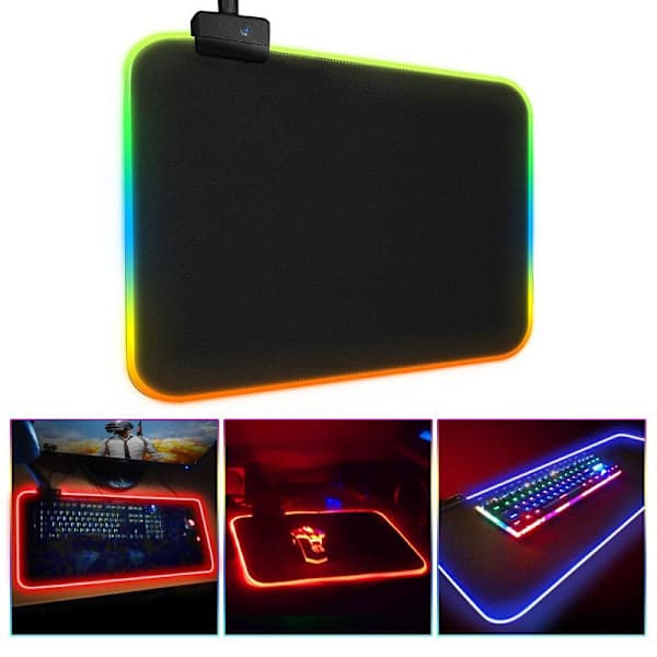 Gamingmusemåtte med LED-belysning - RGB - Vælg størrelse Sort qd bedst Sort sjx lille