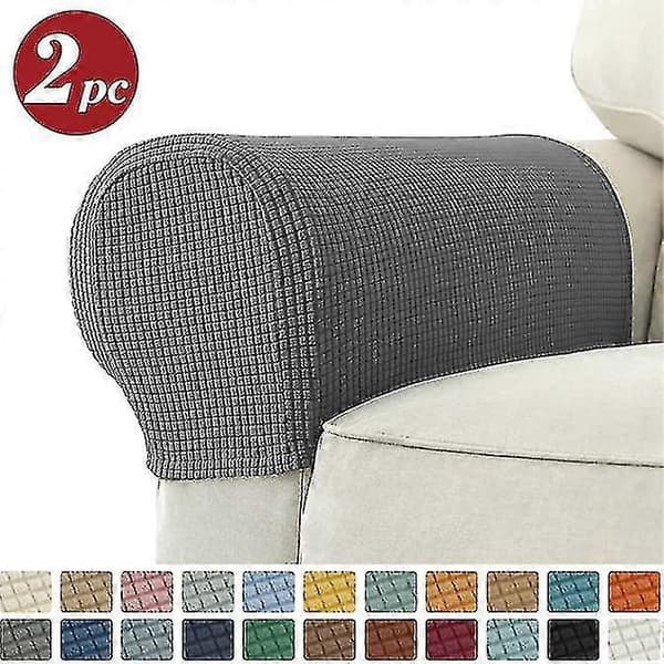 2-pack Stretch Armrest Covers Spandex Jacquard Arm Protectors Soft and Elastic Covers for Chairs Sofas Armchairs Recliner Sofa dark grey