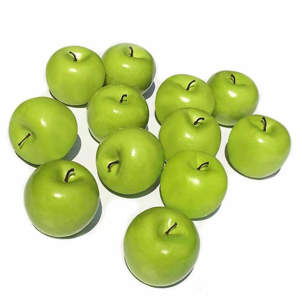 Æske med kunstige grønne æbler med 12 stk