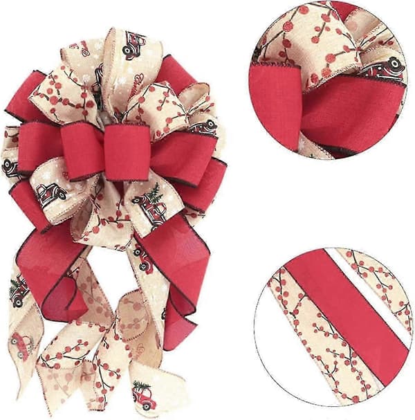 Juletræstopsløjfe Stor Buffalo Plaid Julebueldekoration, D