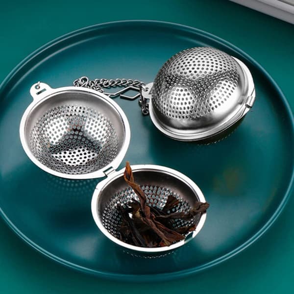 2 stk. te-infuser 5,5 cm, te-infuser i rustfrit stål med kæde og drypbakke, te-si bold