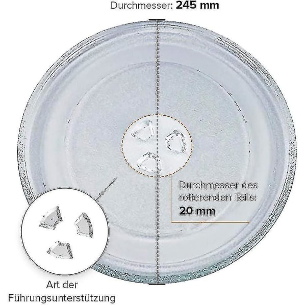 Universal platespiller i mikrobølgeglass med 3 armaturer, 24,5 cm