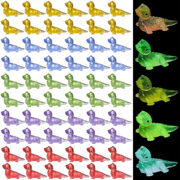 100 Pcs Mini Resin Lizard Figurines Luminous Resin Figurines Cute Resin Lizard Decorations Small Resin Animals