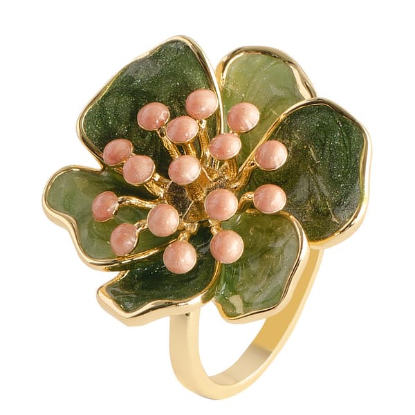 Kamelia ring, emaljeblomstring, justerbar åpen pekefingerring