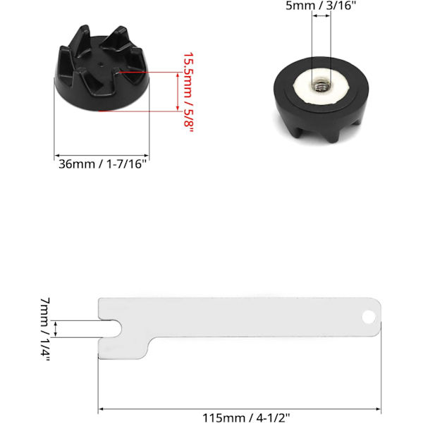 3-pack blenderkoppling för KitchenAid 9704230, ersättningskoppling för blendergummi med spärrnyckel