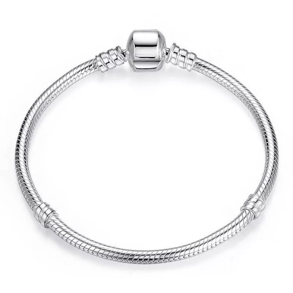 Håndlaget Fint Mykt Bein Slange Armbånd for Kvinner Original 925 Sterling Sølv Tennis Smykker Apricot XL