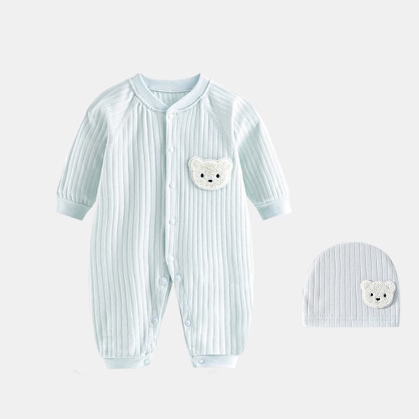 2023 Efterårs Baby Romper Bomuld Ensfarvet Bjørn Jumpsuit Nyfødt Én-delt Tøj 0-18 Måneder Azul 66 for 3-6M