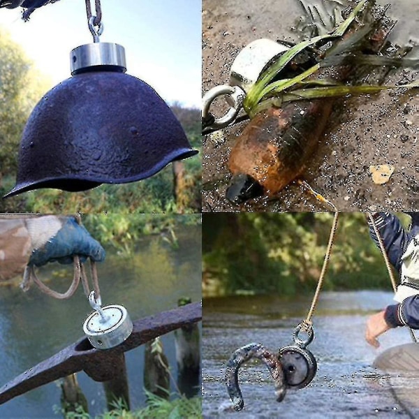 Aespa magnetisk fiskesett, 300 kg fiskemagnet med sterk trekkkraft, rund magnetfiske i neodym med dobbeltsidige ringer, for henting i R