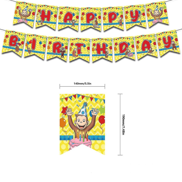 Nyfiken George Monkey Grattis på födelsedagen Set Latexballonger Party Dekoration Kit