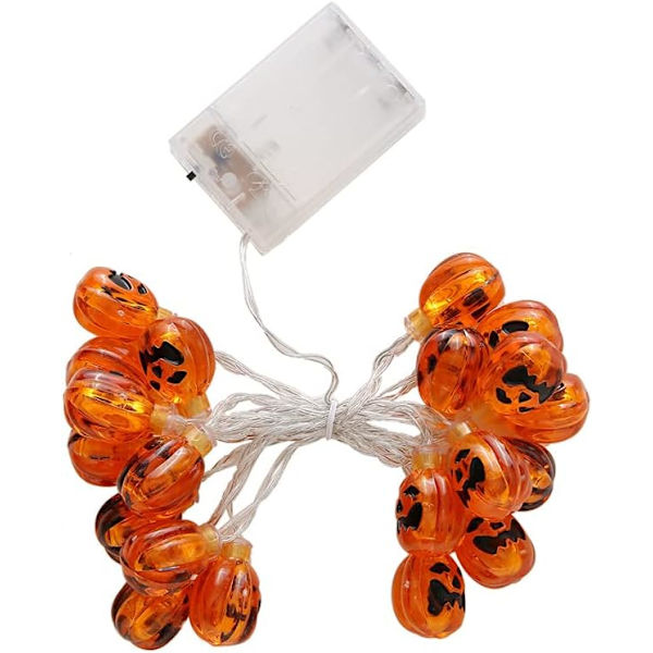 20 LED Lys 3D Gresskarstreng Feelykter, Batteridrevet Glødende Lanternelys (Gresskar Varmt Hvitt)