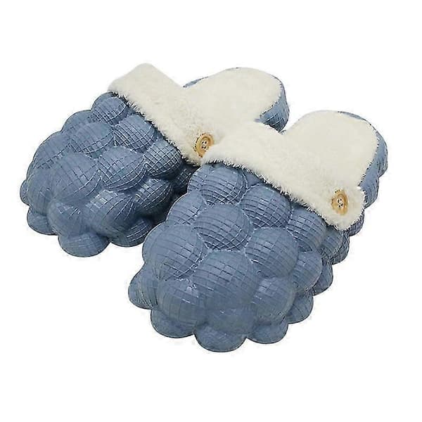 Vinter Bubble Slides för kvinnor - Varma och snygga innetofflor Blue 42-43