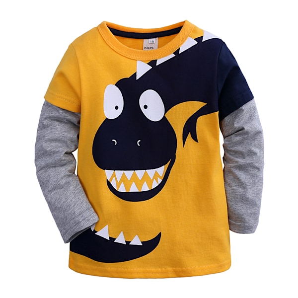 2023 Forår Efterår Børnetøj Rundhals T-shirt Baby Tegneserie Dinosaur Trøje Toddler Langærmet Base Shirt 1 18-24m