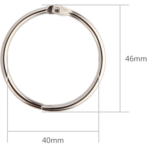 15 stk. 1,8 tommer diameter bog løse blad binderinge nøglering ringe, sølv indekskort ringe