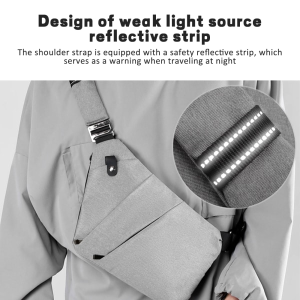 Stilfuld anti-tyveri ultratynd crossbody taske med enkel skuldertaske light grey
