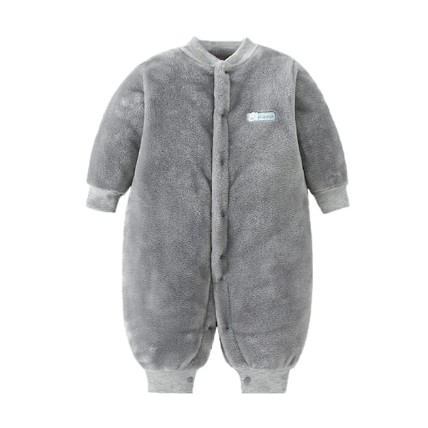 Nyfødt babyklærsett myk babyjentejakke guttejumpsuit flanell baby romper baby jumpsuit klær 0-18 måneder Grey 18M