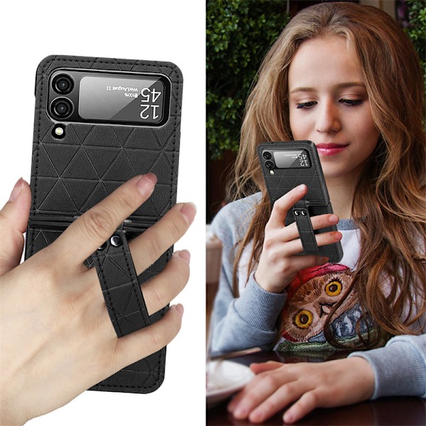 Passer til Samsung Flip3 mobiltelefon cover diamant gitter foldbart etui beskyttende mobiltelefon cover blue