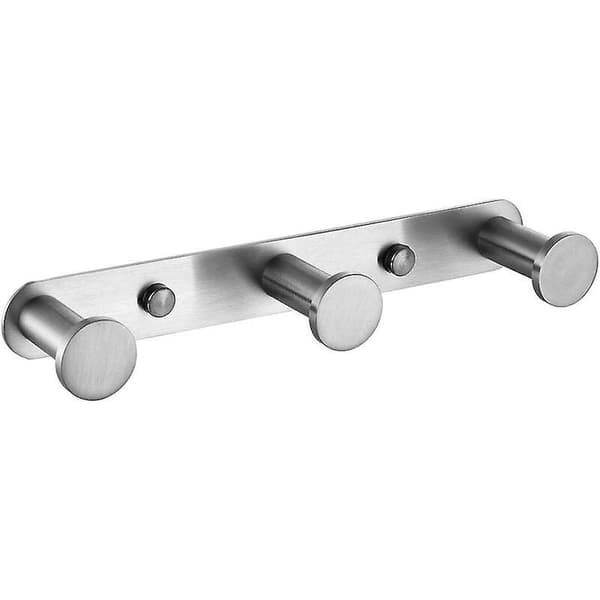 Wall Mounted Towel Rack with Hooks 304 Stainless Steel Wall Mounted Towel Rack Hooks for Bathroom and Kitchen Doors (3 Hooks, Brushed)