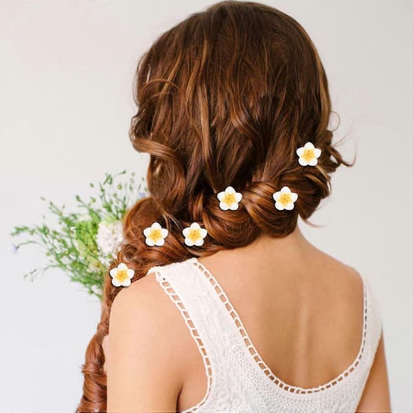 20 st små blomhårklämmor för kvinnor, mini blomhårnålar bröllopshåraccessoarer för kvinnor vit