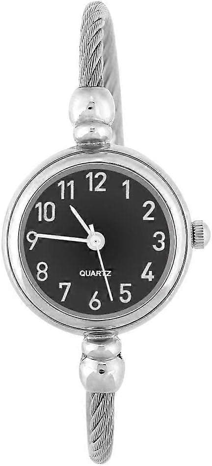 Women's Quartz Watches, Analog Round Alloy Strap Open Bangle Wristwatch 2