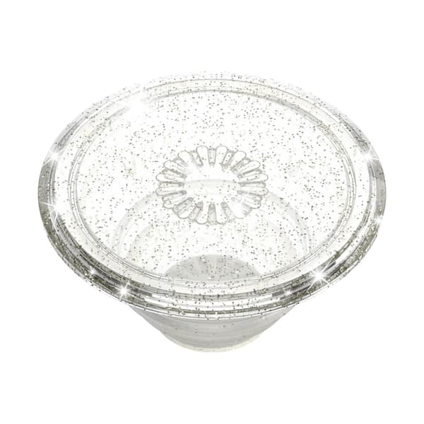 POPSOCKETS Clear Glitter Silver Avtakbart grep med stativfunksjon