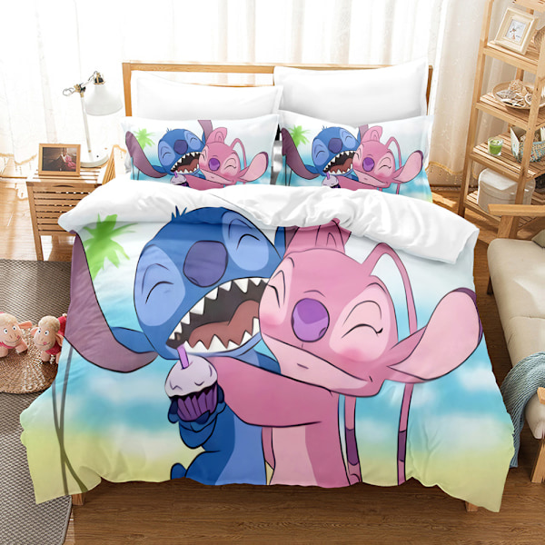 3D digitaalinen painatus kolmiosainen setti söpö piirretty Stitch Tähti ja Vauva sängyn peitto 135*200 tyynyliina 50*75*1