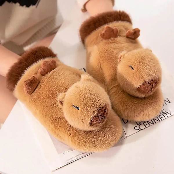 2024 Nye Vinter Capybara Plysj Varme Hansker Super Myke Og Komfortable Capybara Varme Hansker Termiske Tykke Vindtette Varme Hansker