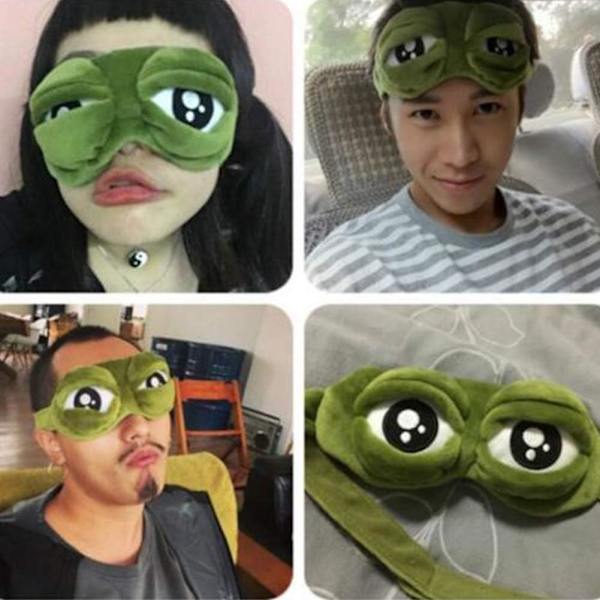 Kreativ 3D Groda Ögonmask med Fluffig Ögonskydd Rolig Present Anim
