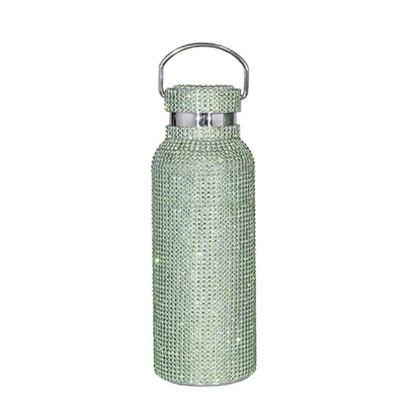 Timanttivesipullo Bling Strass Ruostumaton Teräs Termospullo, 100% Uusi vihreä green