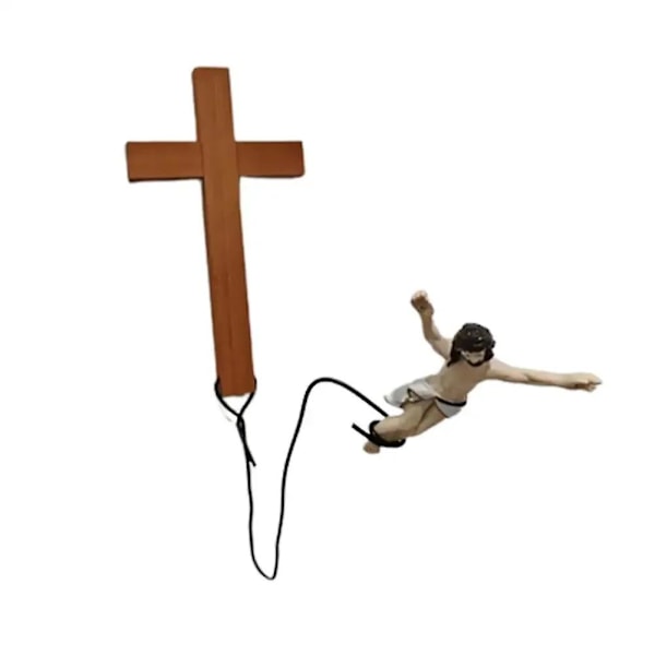 Påskeatmosfære Dekorative Ornamenter - Kreativt Bungee Jumping Jesus Design - Religiøse Helligdags Hjemmedekorationer