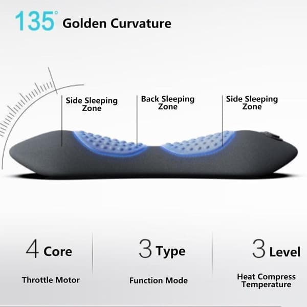 3-in-1 Back Massager with Heat – Traction & Vibration for Sciatica & Lower Back Pain, Ergonomic Lumbar Support – Black Black