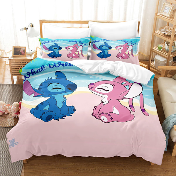 3D digital print tredelt sæt sødt tegneserie Stitch Star og Baby dynebetræk 135*200 pudebetræk 50*75*1