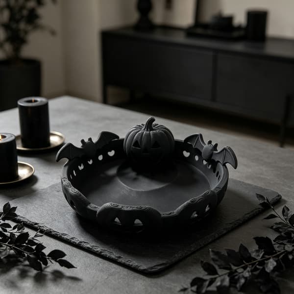 3D-printad Halloween Dödgrävare Pumpa Godisburk Vit Pumpatallrik