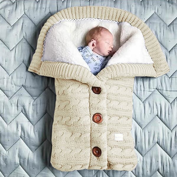 Stickad babyskyddsäck för barnvagn, sammetsbomull vadderad nyfödd sovsäck 9 70x40cm