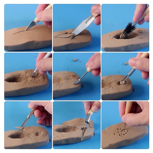 22 stk ler skulptur værktøjer kit ler modellering værktøjer træ polymer ler værktøjer gummi keramik værktøjer
