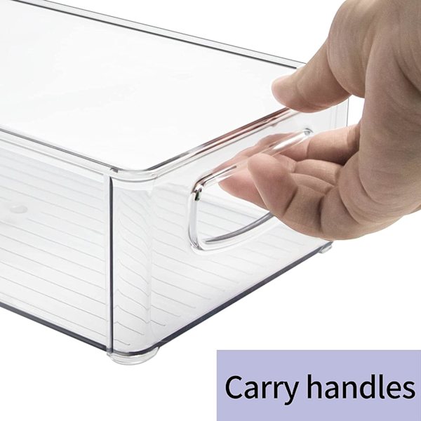 2-pack Clear Storage Box for Refrigerator - Kitchen Storage Box with Handle 25 x 10 x 7.5 cm