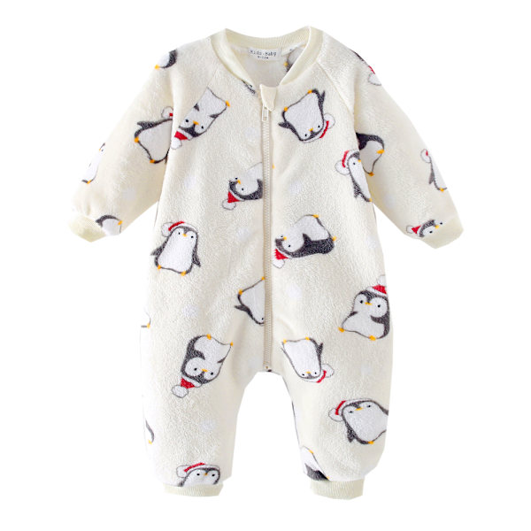 Sanlutoz Baby Drenge Langærmet Lynlås Varmt Vintertøj Romper Fleece Print Koreansk Stil BRW3006-BE 2-3T